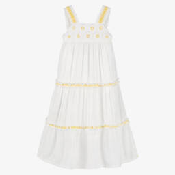 Tartine et Chocolat-Girls Ivory & Yellow Floral Maxi Gown | Childrensalon Outlet