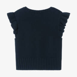 Tartine et Chocolat-Girls Navy Wool & Cashmere Vest | Childrensalon Outlet
