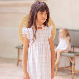 Tartine et Chocolat-Girls Pink Check Smocked Dress | Childrensalon Outlet