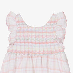 Tartine et Chocolat-Girls Pink Check Smocked Dress | Childrensalon Outlet