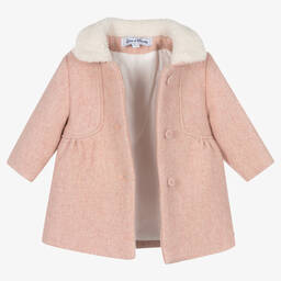 Tartine et Chocolat-Girls Pink Collared Coat | Childrensalon Outlet