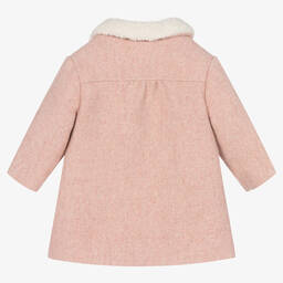 Tartine et Chocolat-Girls Pink Collared Coat | Childrensalon Outlet