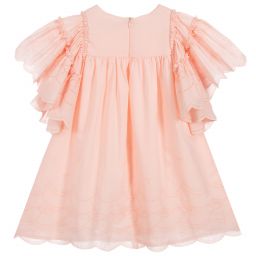 Tartine et Chocolat-Girls Pink Cotton Ruffle Dress | Childrensalon Outlet