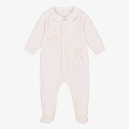 Tartine et Chocolat-Розовый комбинезон из хлопкового велюра | Childrensalon Outlet