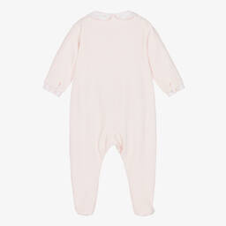 Tartine et Chocolat-Розовый комбинезон из хлопкового велюра | Childrensalon Outlet