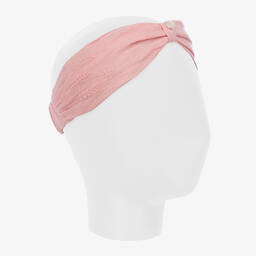 Tartine et Chocolat-Girls Pink Embroidered Linen Headband | Childrensalon Outlet