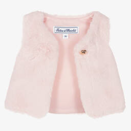 Tartine et Chocolat-Розовый жилет из искусственного меха | Childrensalon Outlet