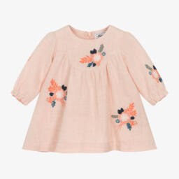 Tartine et Chocolat-Girls Pink Floral Embroidered Dress | Childrensalon Outlet