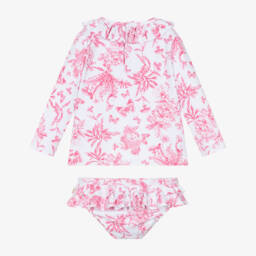 Tartine et Chocolat-مايوه وردي مزهر للبنات مع كشكشات | Childrensalon Outlet