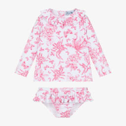 Tartine et Chocolat-مايوه وردي مزهر للبنات مع كشكشات | Childrensalon Outlet