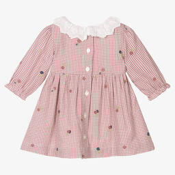 Tartine et Chocolat-Розовое платье в клетку с вышивкой | Childrensalon Outlet