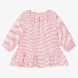 Tartine et Chocolat-Girls Pink Gingham Seersucker Blouse | Childrensalon Outlet