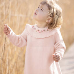 Tartine et Chocolat-Girls Pink Knit Wool Dress | Childrensalon Outlet