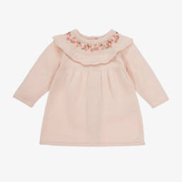 Tartine et Chocolat-Girls Pink Knit Wool Dress | Childrensalon Outlet