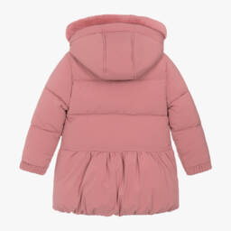 Tartine et Chocolat-Girls Pink Quilted Hooded Jacket | Childrensalon Outlet