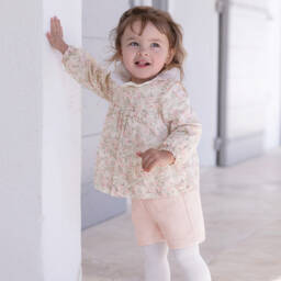 Tartine et Chocolat-Girls Pink Tweed Cotton Shorts | Childrensalon Outlet
