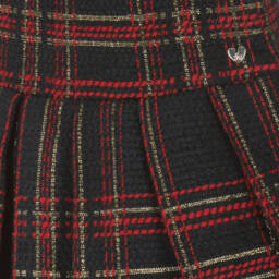 Tartine et Chocolat-Girls Plaid Navy and Red Dress | Childrensalon Outlet