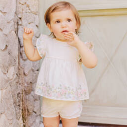 Tartine et Chocolat-Girls Rosy Cotton Blossom Ensemble | Childrensalon Outlet