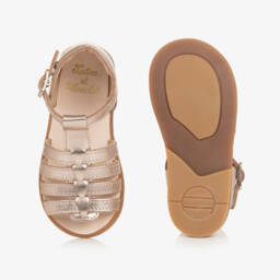 Tartine et Chocolat-Золотистые кожаные шлепанцы для девочек | Childrensalon Outlet
