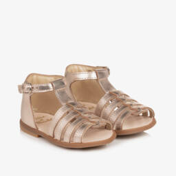 Tartine et Chocolat-Золотистые кожаные шлепанцы для девочек | Childrensalon Outlet
