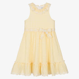 Tartine et Chocolat-Girls Sunny Gingham Seersucker Frock | Childrensalon Outlet