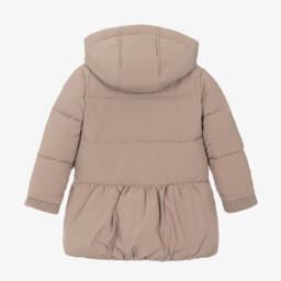 Tartine et Chocolat-Girls Taupe Quilted Hooded Coat | Childrensalon Outlet