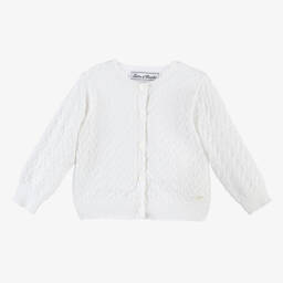 Tartine et Chocolat-كارديغان قطن محبوك لون أبيض للبنات | Childrensalon Outlet