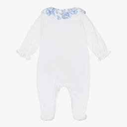 Tartine et Chocolat-Girls White Cotton Liberty Print Babygrow | Childrensalon Outlet