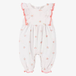Tartine et Chocolat-Girls' White Floral Cotton Suit | Childrensalon Outlet