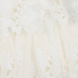 Tartine et Chocolat-فستان أورغانزا مطرز بورود لون أبيض | Childrensalon Outlet