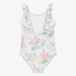 Tartine et Chocolat-Girls White Floral Ruffle Swimsuit | Childrensalon Outlet