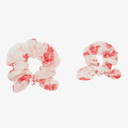 Tartine et Chocolat-Girls White Floral Scrunchies (2 Pack) | Childrensalon Outlet