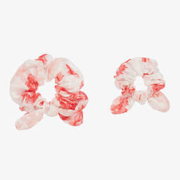 Tartine et Chocolat-Girls White Floral Scrunchies (2 Pack) | Childrensalon Outlet