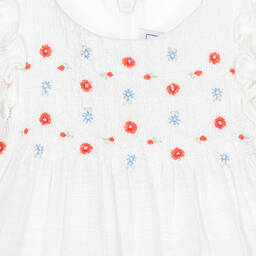 Tartine et Chocolat-Girls White Floral Smocked Dress | Childrensalon Outlet