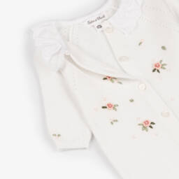 Tartine et Chocolat-Girls' White Knit Floral Romper | Childrensalon Outlet