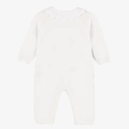 Tartine et Chocolat-Girls' White Knit Floral Romper | Childrensalon Outlet