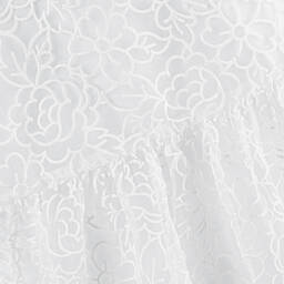 Tartine et Chocolat-Girls White Organza Puffed Sleeve Dress | Childrensalon Outlet