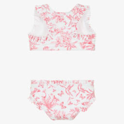 Tartine et Chocolat-بكيني بطبعة ورود لون أبيض وزهري للبنات | Childrensalon Outlet