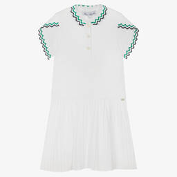 Tartine et Chocolat-Белое теннисное платье из хлопка пике | Childrensalon Outlet