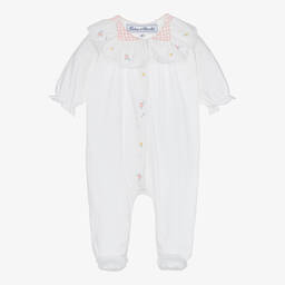 Tartine et Chocolat-Белый комбинезон со сборками на воротнике | Childrensalon Outlet