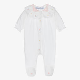 Tartine et Chocolat-Белый комбинезон со сборками на воротнике | Childrensalon Outlet