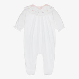 Tartine et Chocolat-Белый комбинезон со сборками на воротнике | Childrensalon Outlet