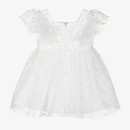 Tartine et Chocolat-Girls White Tulle Daisy Dress | Childrensalon Outlet