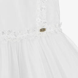 Tartine et Chocolat-Girls White Tulle & Lace Dress | Childrensalon Outlet