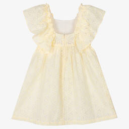 Tartine et Chocolat-Желтое платье с вышивкой английской гладью | Childrensalon Outlet