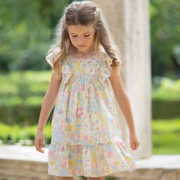 Tartine et Chocolat-Girls Yellow Cotton Liberty Print Dress | Childrensalon Outlet