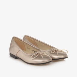 Tartine et Chocolat-Golden Leather Ballet Flats | Childrensalon Outlet
