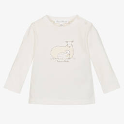Tartine et Chocolat-Ivory Cotton Sheep Baby Top | Childrensalon Outlet
