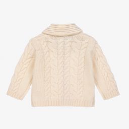Tartine et Chocolat-كارديغان صوف مارينو محبوك لون عاجي للأولاد | Childrensalon Outlet