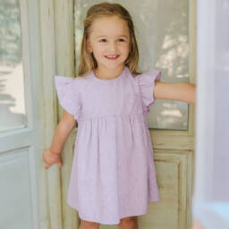 Tartine et Chocolat-Lilac Lace Broderie Dress for Girls | Childrensalon Outlet